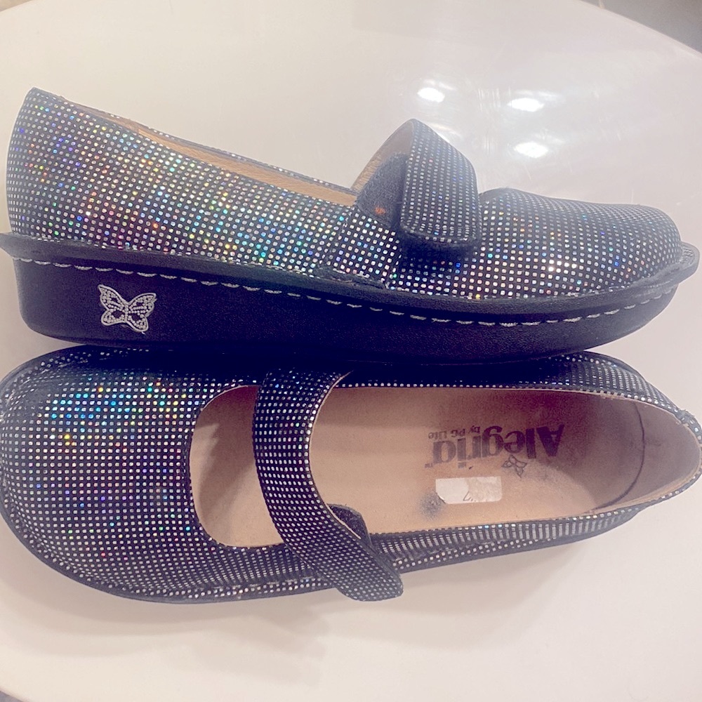 Alegria shoes  | Mary Jane Feliz Black Silver Prism Shoes